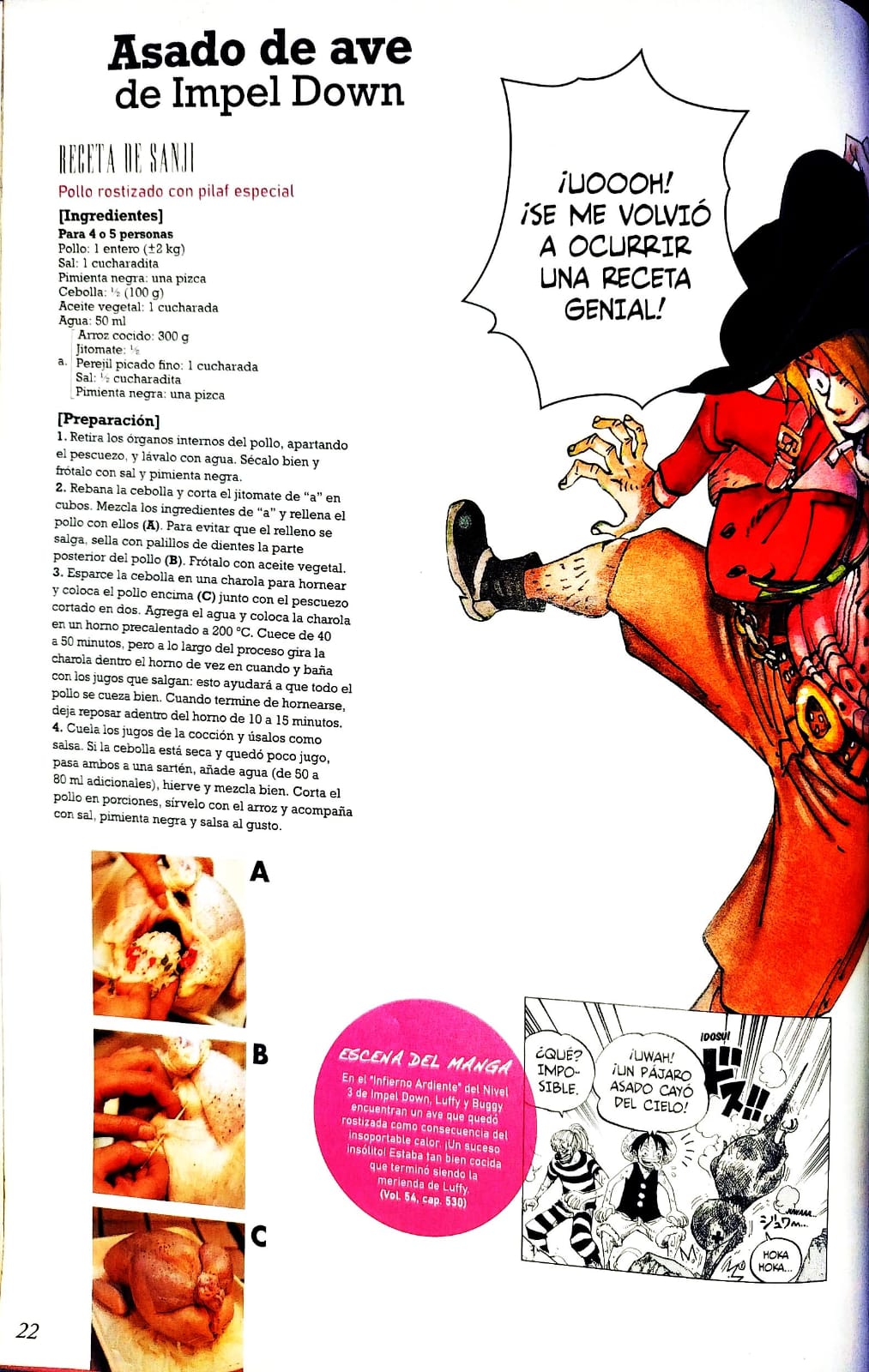 Página ilustrada de Asado de ave de Impel Down