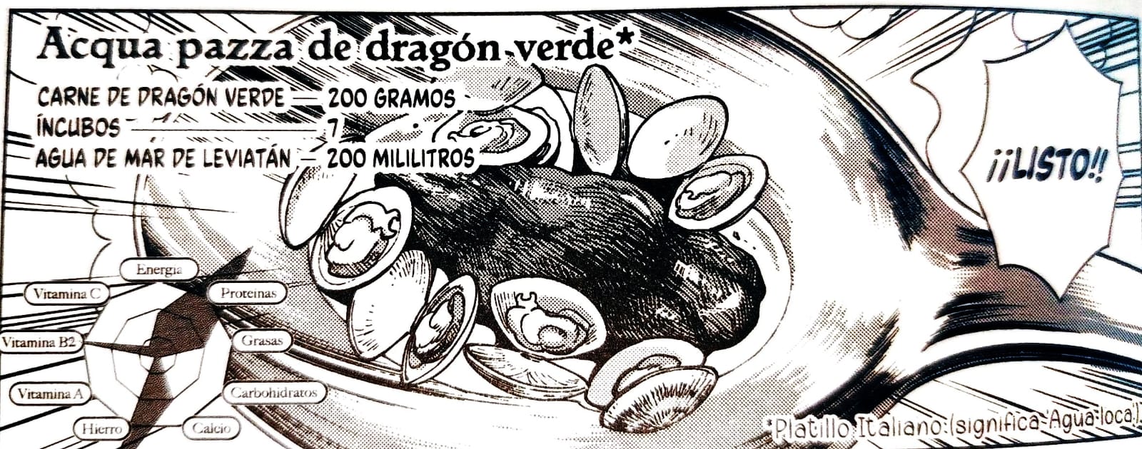 Página ilustrada de Acqua pazza de dragón verde