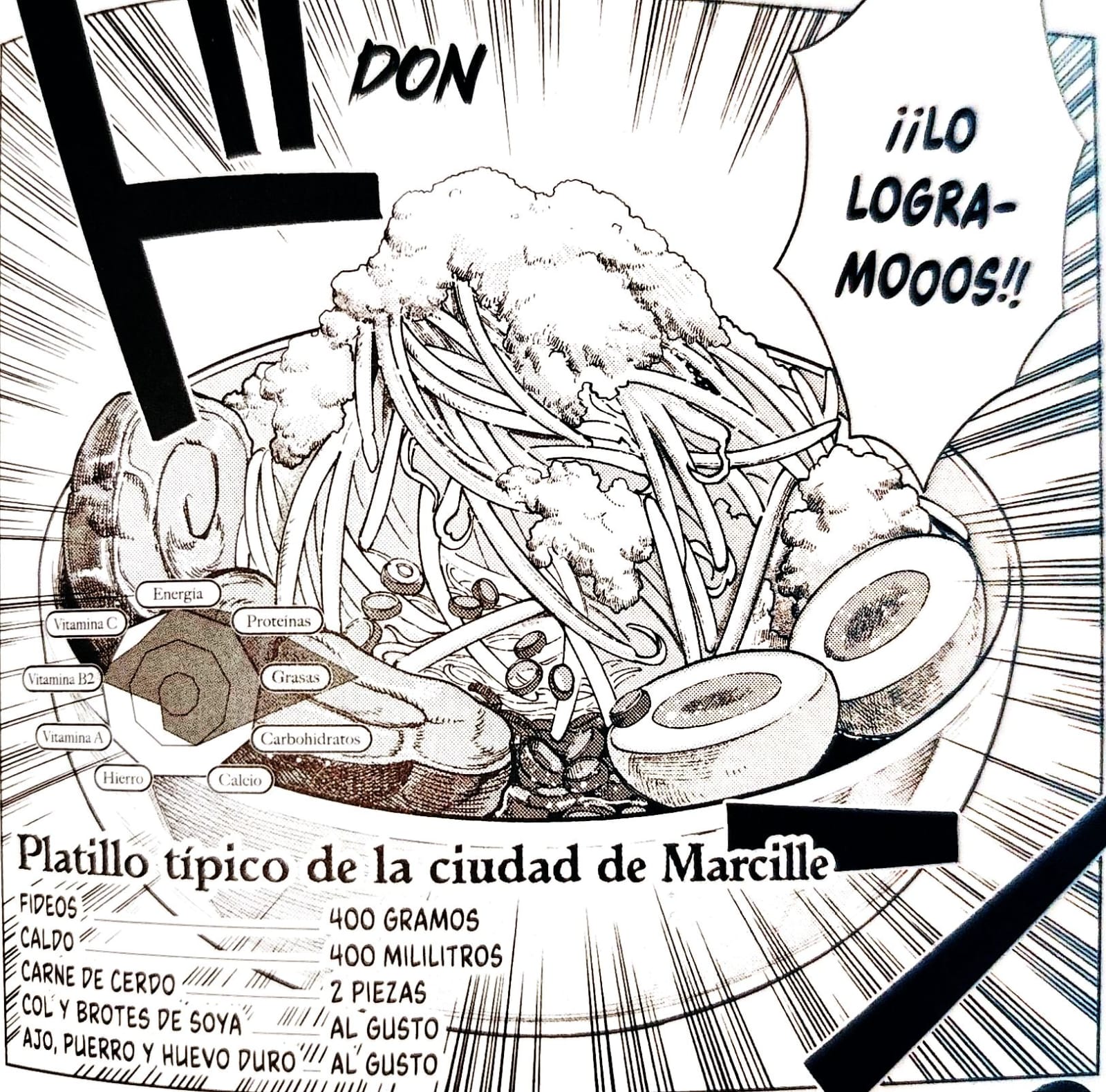 Página ilustrada de Platillo típico de la ciudad de Marcille