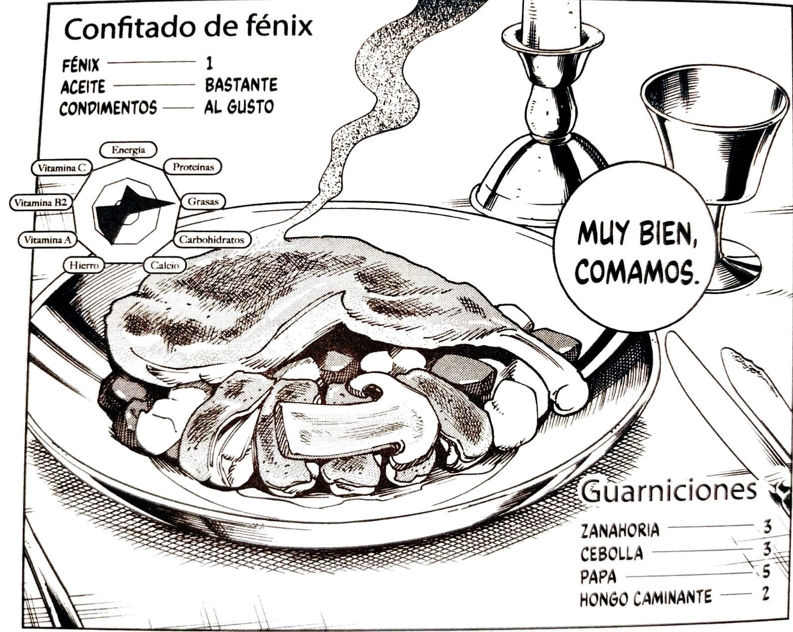 Página ilustrada de Confitado de fénix